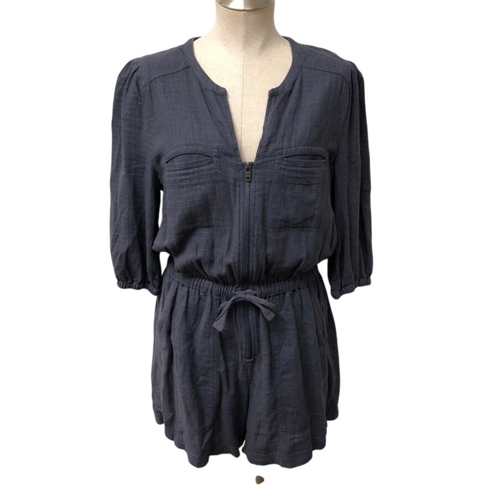 Splendid Romper Womens Medium Blue Linen Blend Mary Lawless Lee Resortwear